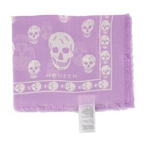 Alexander Mcqueen Skull Motif Silk Scarf With Fringed Edges - NWT
